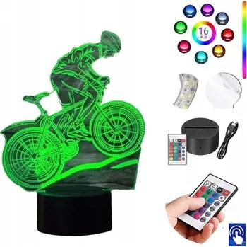 Lampička LAMPičKA na SKLE Cyklistika Kolo 3D LED RGB + DÁLKOVÝ OVLADAČ 16 BAREV