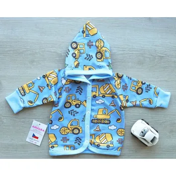 AMÁLKA Propínací modrá mikina teplákovina, bagry Velikost: 56-62