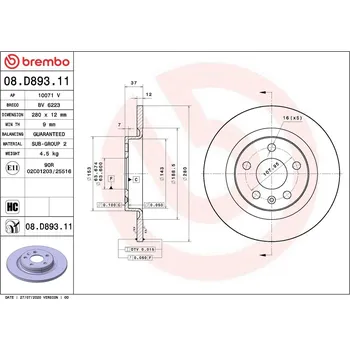 Brzdový kotouč Brzdový kotouč BREMBO 08.D893.11