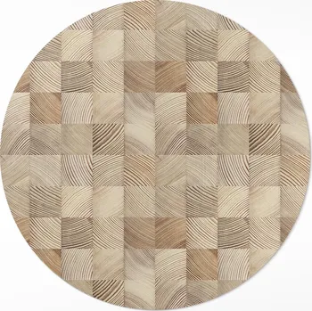 Koberec Kulatý Koberec průměr 80 cm Dřevěné čtverce mozaika letokruhů