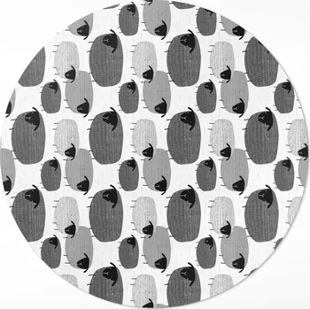 Obraz Kulatý Koberec Loftový Vinylový Rozměr ⌀ 50 cm Malované ovce s pravidelným vzorem