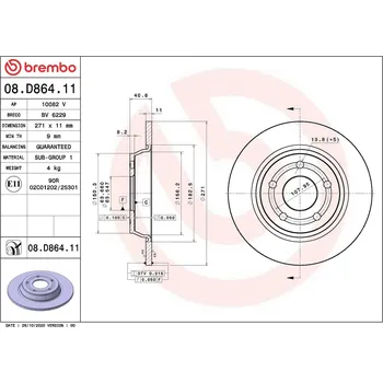 Brzdový kotouč Brzdový kotouč BREMBO 08.D864.11