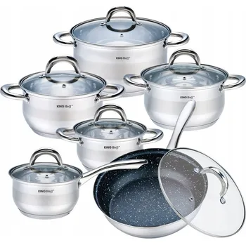 Sada nádobí Sada hrnců Kinghoff Silver Marble nerezová ocel , 12 dílů.