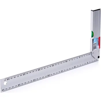 Úhloměr Stolařský úhelník s vodováhou hliníkový, 350 mm, Tagred TA4107