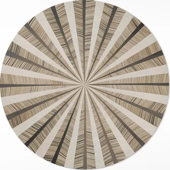 Koberec Moderní Kulatý Koberec Vinyl do obývacího pokoje Rozměr ⌀ 90 cm Písková geometrie