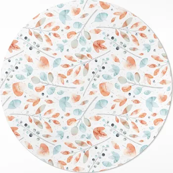 Koberec Kulatý Koberec z PVC do domu Rozměr ⌀ 60 cm Akvarijní větvičky a listy boho