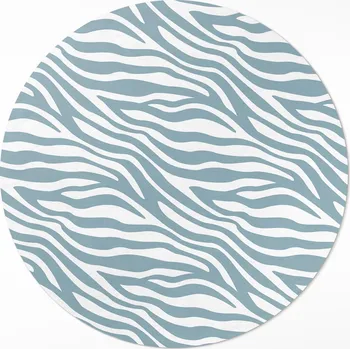 Obraz Kulatý Koberec Vinyl fi 60 cm Abstraktní boho vlny v pastelové modré barvě