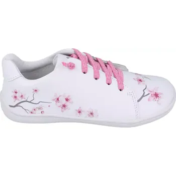 Dívčí tenisky Dětské barefoot kožené boty Stitch&Walk white flower 30
