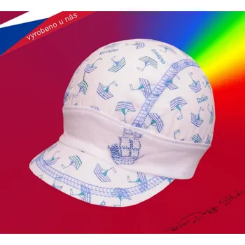Kojenecká čepice ROCKINO Letní bílá kšiltovka, modré lodičky Varianta: 42cm