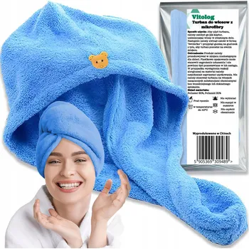 Prostěradlo Turban na vlasy Vitolog z mikrovlákna modrý