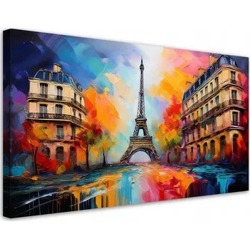 Obraz Obraz na plátně, Paříž Eiffelova věž Město Abstrakce Barevný 100x50