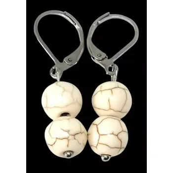 Náušnice Magnezitové náušnice – křepelčí kámen s hypoalergenní ocelí