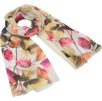 Šála Šála klasická - béžová s květinovým potiskem