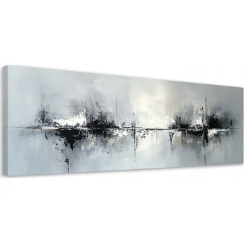 Obraz Obraz na plátně, Černobílá abstrakce na šedém pozadí 120x40