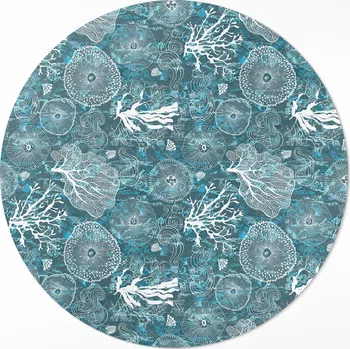 Koberec Kulatý Koberec průměr 70 cm - Vzor inspirovaný mořskou flórou a faunou
