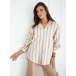 Béžovo-hnědá pruhovaná prodloužená košile TENESI DY0380 Velikost: M