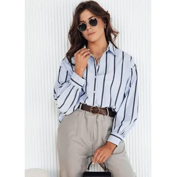 Dámská košile Světle modrá pruhovaná prodloužená košile TENESI DY0378 Velikost: M