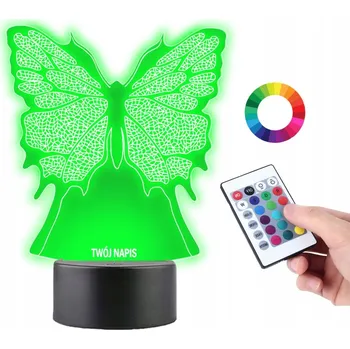 Lampička LAMPičKA na SKLE Soška Motýl 3D LED RGB + DÁLKOVÝ OVLADAČ 16 BAREV