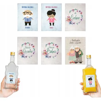 Obraz 10x ETYKIETY DÁREK DZIEŃ DZIADKA A BABIČKY LIKÉRY