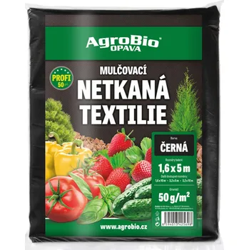 Geotextilie AgroBioOpava Netkaná textilie černá PROFI (50 g/m2) Průměr: 1,6 x 5m