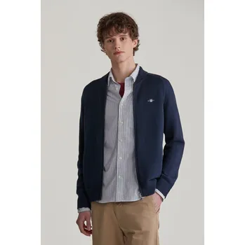 Pánský svetr SVETR GANT CASUAL COTTON BOMBER CARDIGAN EVENING BLUE