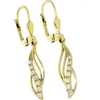 Náušnice Goldstore Zlaté visací náušnice se zirkony Váha: 2.30 g