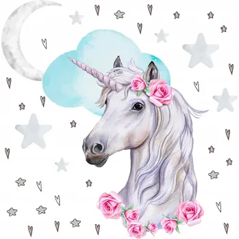 Obraz Krásná samolepka Jednorožec pro holčičku do dětského pokoje na dveře, nábytek