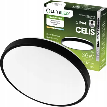 Stropní Svítidlo LED Stropní Svítidlo 36W 4000K Kulatý IP44 Černý Vnější Kruh