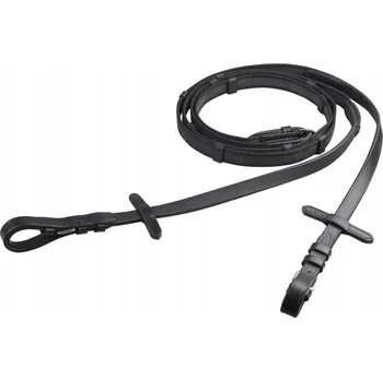 Černé kožené gumové otěže s látkovým podkladem a zarážkami Start FULL