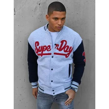 Pánská mikina Světle šedá bomber mikina SUPERDAY BX5446 Velikost: XL