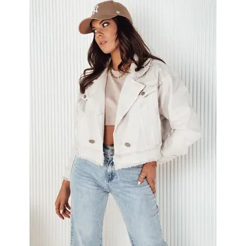 Dámská bunda Světle béžová džínová oversize bunda LUISE TY4124 Velikost: S/M