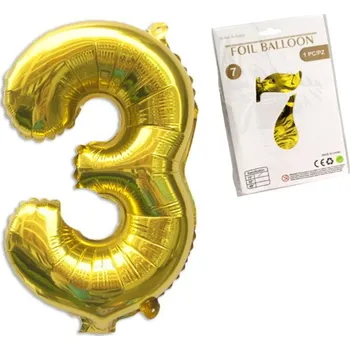 Dortová svíčka dobirkov.cz Fóliový balónek ZLATÉ ČÍSLO 3 (80 cm)