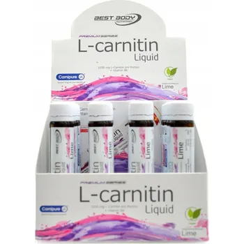 Spalovač tuku Víceúčelová tekutina Best Body Nutrition Nejlepší výživa pro tělo Ampule L-karnitinu 20 x 25 ml, limetková příchuť, 1000 ml, 1000 g, 1 ks