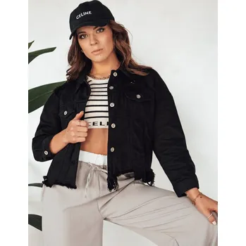 Dámská bunda Černá džínová oversize bunda MOLI TY4132 Velikost: S/M