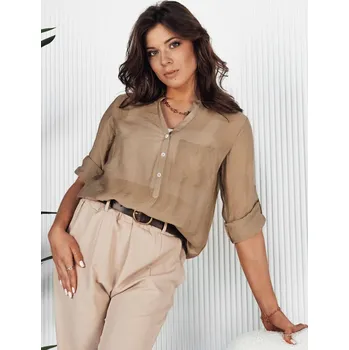 Dámská košile Světle hnědá košile z jemného materiálu s kapsou LUNA RY2324 Velikost: L