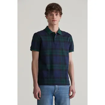 Pánská košile POLOKOŠILE GANT JACQUARD SS POLO TARTAN GREEN