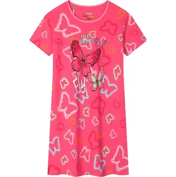 DÍVČÍ NOČNÍ KOŠILE tm.růžová Kugo MC5852 (dívčí noční košile krátký rukáv)