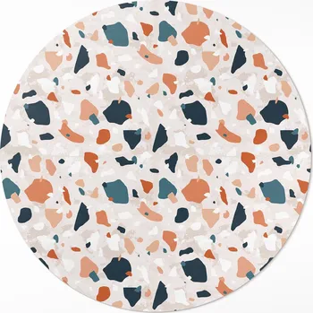 Koberec Kulatý Koberec Vinyl PVC průměr 110 cm Pastelový vzhled dlažby, kámen, dekorativní, boho styl