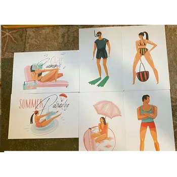 Samolepící dekorace 6x samolepka na zeď do koupelny, pokoje 28x43cm VELKÉ