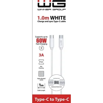 Datový kabel Winner Group Datový kabel type-C_type-C, 3 A, bílý, 100 cm WG 8026