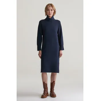 Dámské šaty ŠATY GANT HERRINGBONE DETAIL ROLLNECK DRESS EVENING BLUE