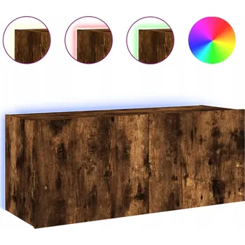 Televizní stolek Závěsná skříňka pod TV LED RGB 100x35x41 kouřový dub
