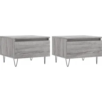 Konferenční stolek Šedé stolky ke kávě s dekorem dřeva 50x46x35 cm