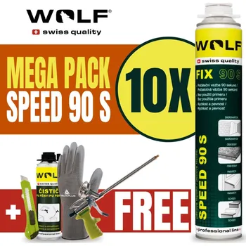 Průmyslové lepidlo Wolf swiss quality Montážní lepidlo (PUR) pistolové - FIX SPEED 90S - 10 ks MEGA PACK 750ml 750 ml - 10 ks