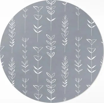 Koberec Kulatý Koberec Vinyl ⌀ 150 cm Decentní minimalistické rostliny ve stylu boho