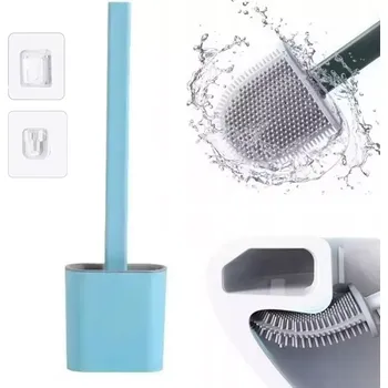Silikonový kartáč na WC flexibilní antibakteriální štětka modrá
