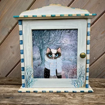 Skříňka na klíč Skříňka na klíče - Kocour v zimě