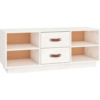 Televizní stolek TV stolek z borovice bílý 100x34x40 cm