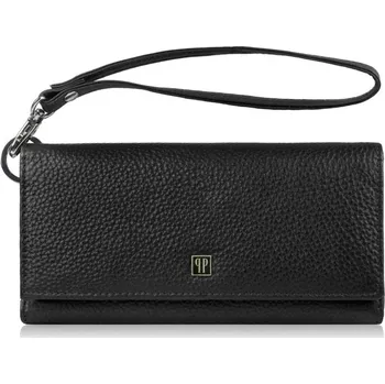Peněženka Paolo Peruzzi Velká dámská kožená peněženka s prostorem pro telefon Peruzzi; černá