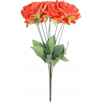 umělá květina KYTICE UMĚLÝCH KVĚTIN 9 RŮŽÍ ORANŽOVÁ NA PAMÁTKU VŠECH ZEMŘELÝCH